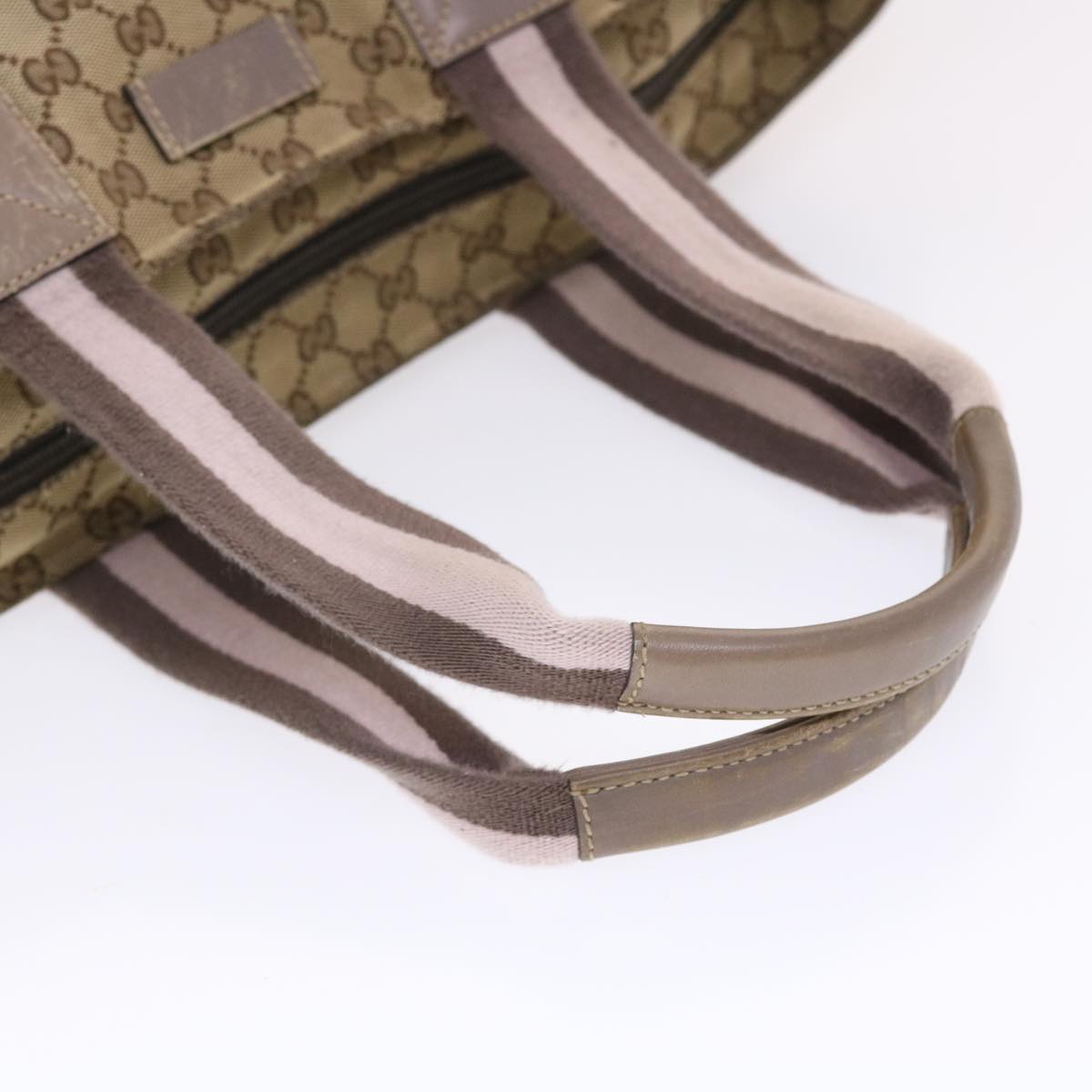 GUCCI GG Canvas Sherry Line Tote Bag Beige Gray pink 50175