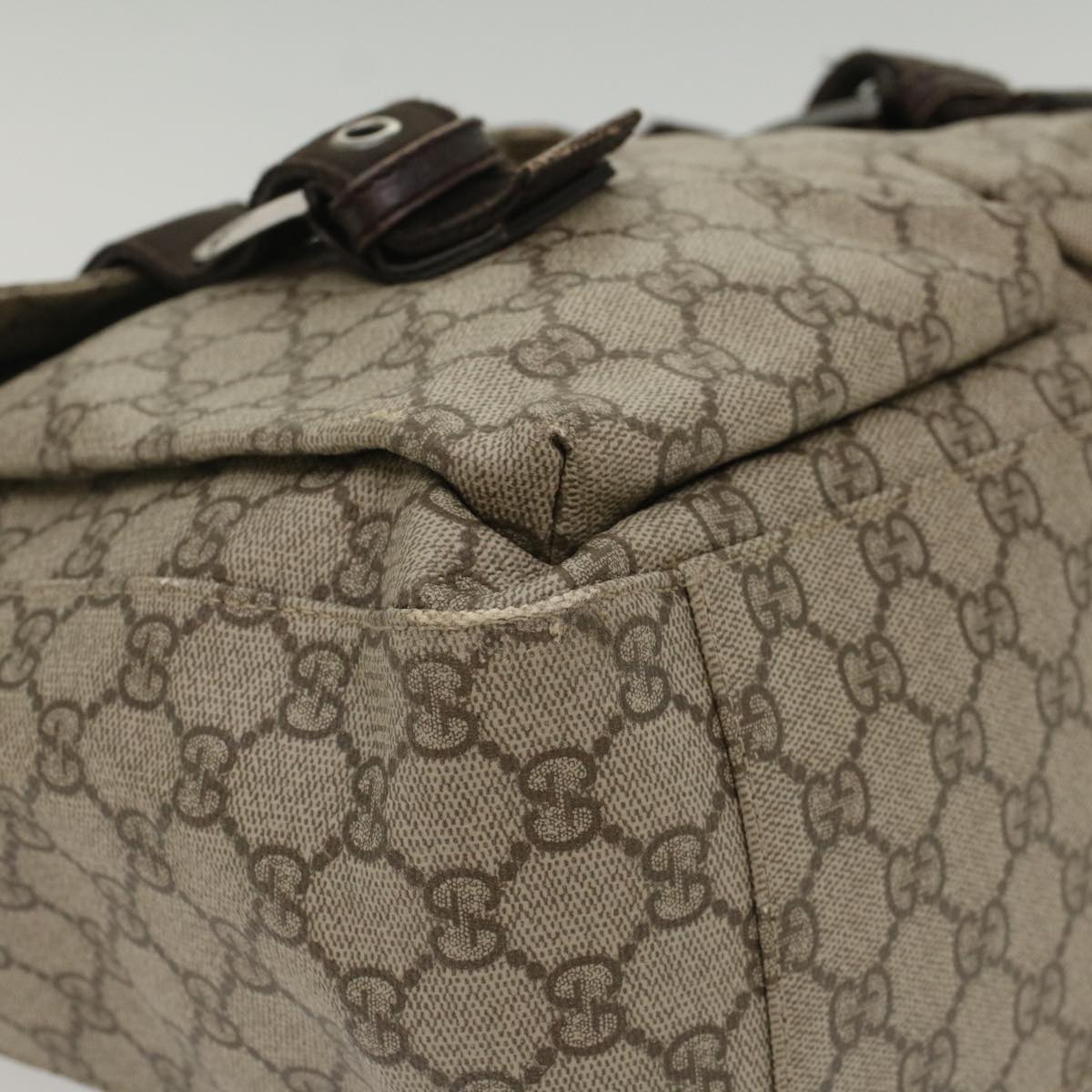 GUCCI GG Canvas Tote Bag PVC Leather Beige Brown 50178