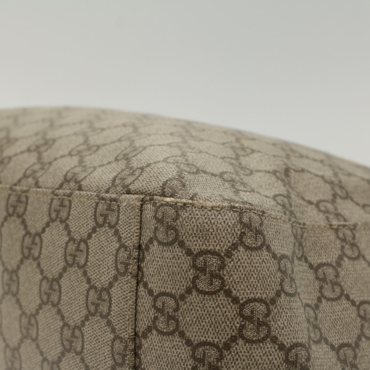 GUCCI GG Canvas Tote Bag PVC Leather Beige Brown 50178
