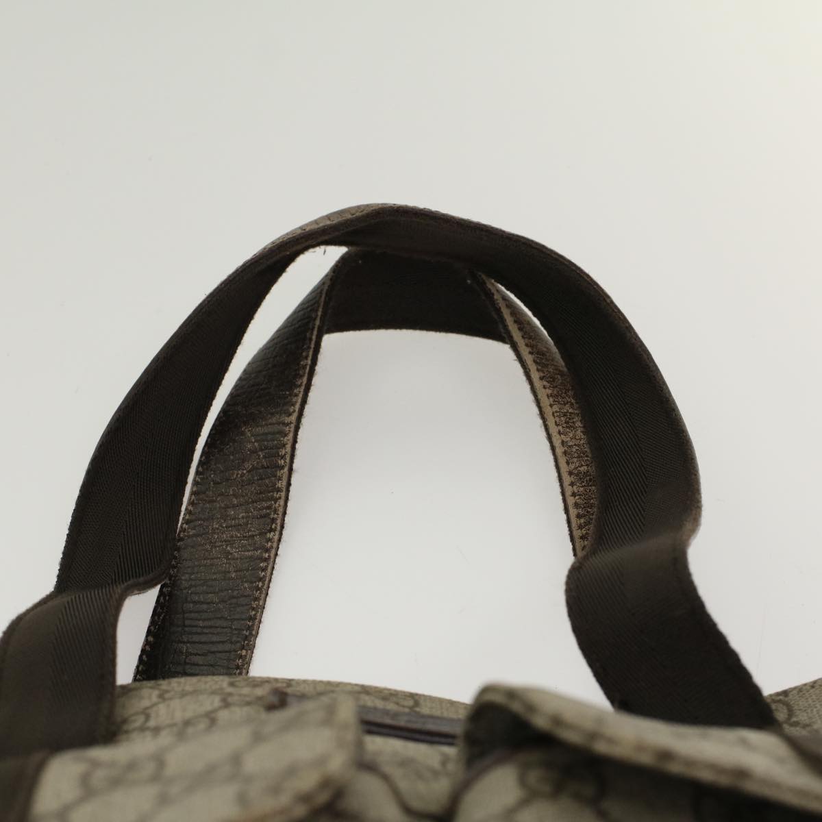 GUCCI GG Canvas Tote Bag PVC Leather Beige Brown 50178
