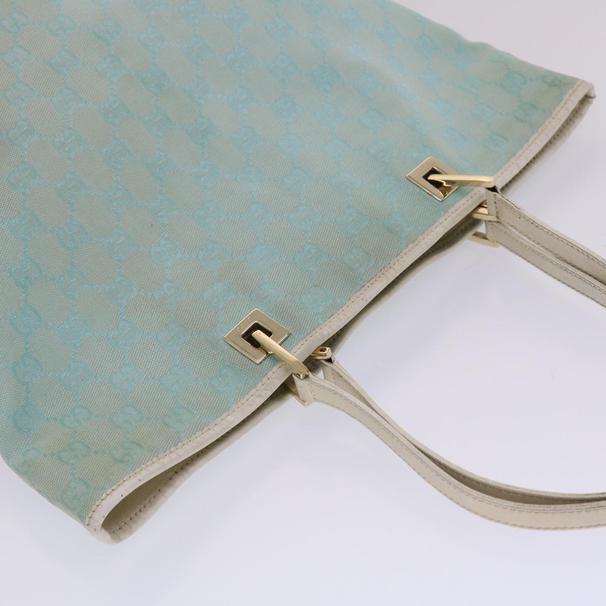 GUCCI GG Canvas Tote Bag Light Blue White 50181