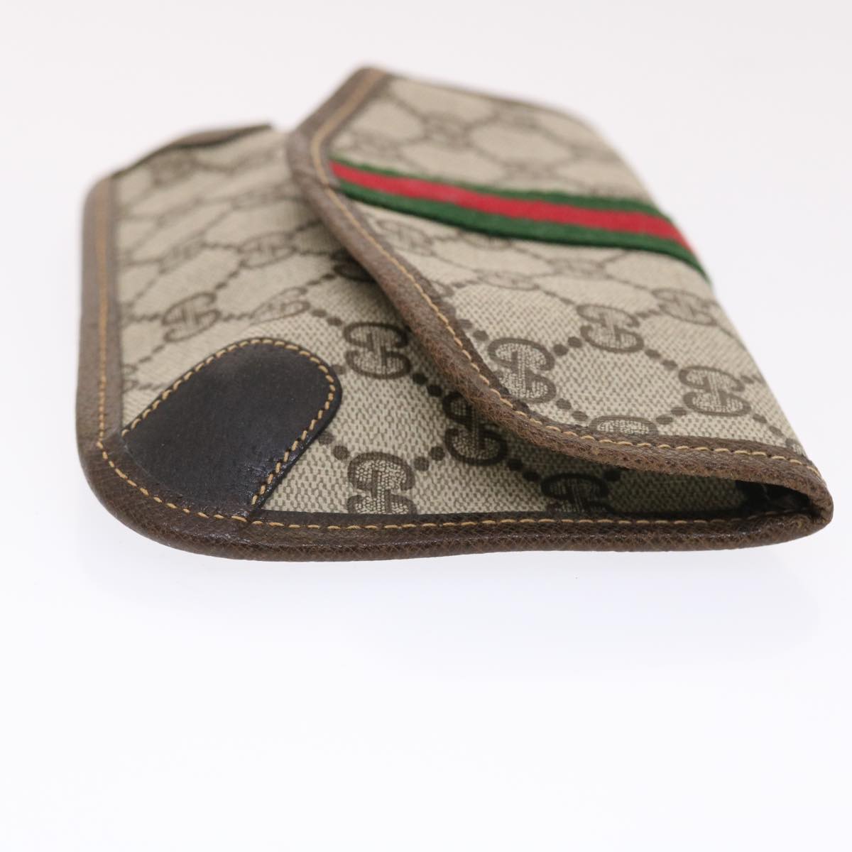 GUCCI GG Canvas Web Sherry Line Pouch PVC Leather Beige Red Green 50223