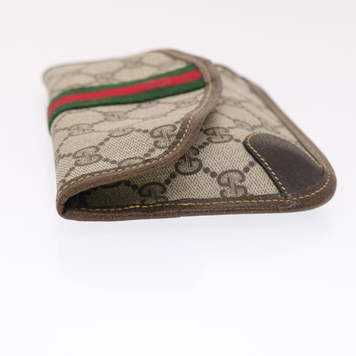 GUCCI GG Canvas Web Sherry Line Pouch PVC Leather Beige Red Green 50223