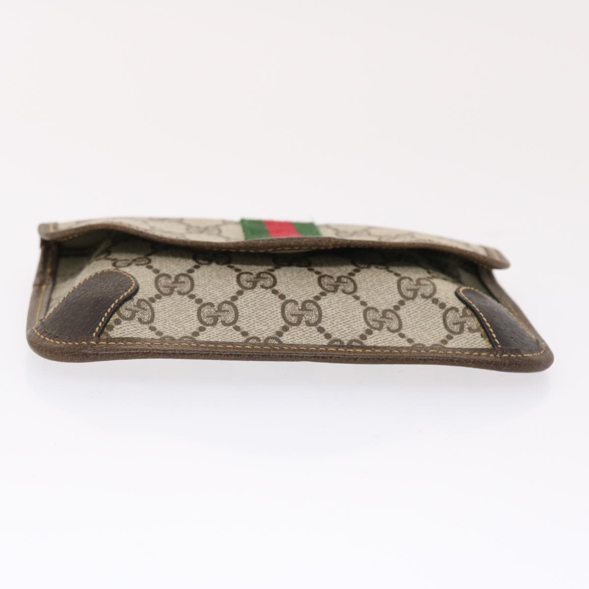 GUCCI GG Canvas Web Sherry Line Pouch PVC Leather Beige Red Green 50223