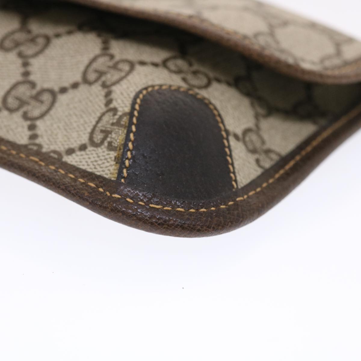 GUCCI GG Canvas Web Sherry Line Pouch PVC Leather Beige Red Green 50223