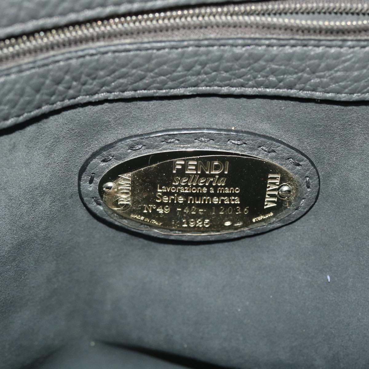 FENDI Selleria Anna Small Hand Bag Leather 2way Gray 8BT218 50266