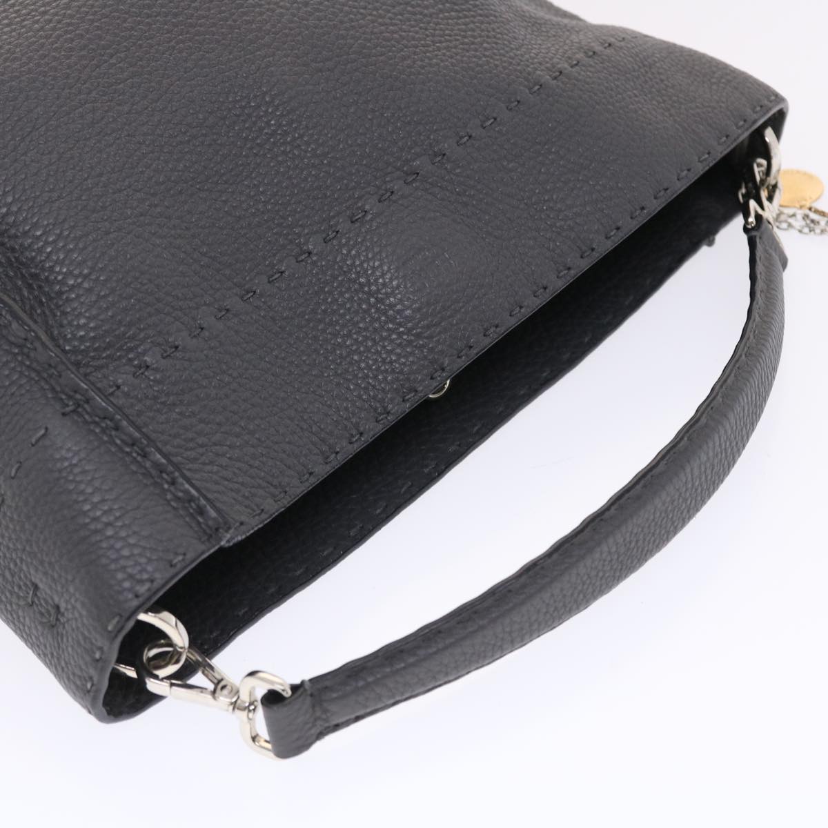 FENDI Selleria Anna Small Hand Bag Leather 2way Gray 8BT218 50266