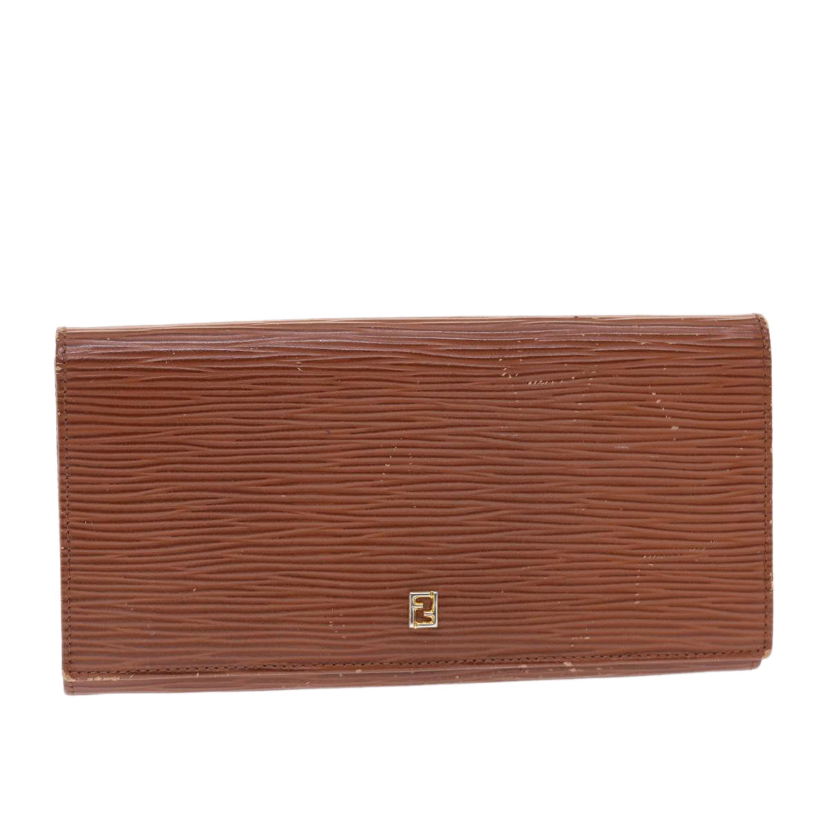 FENDI Long Wallet Leather Brown 50286