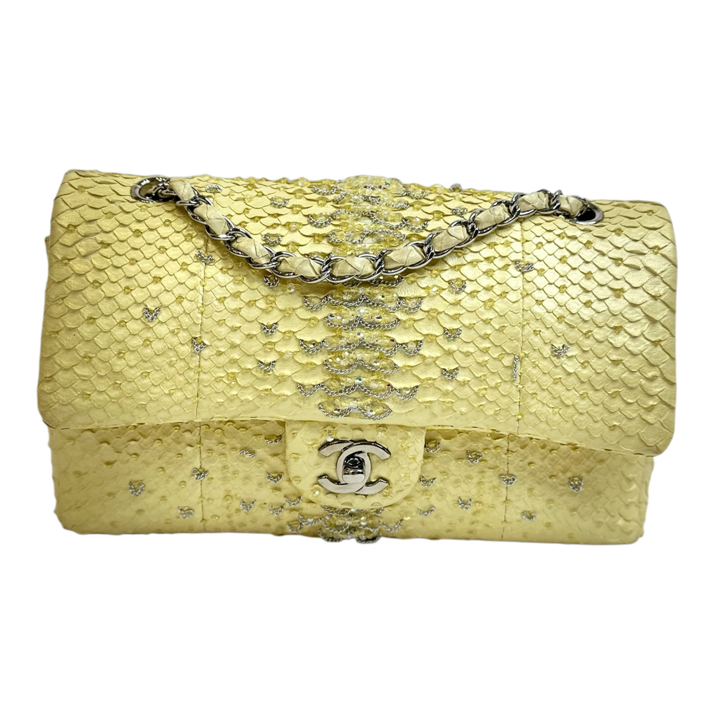 GLM-Rare Python Beaded Double Flap Medium Yellow