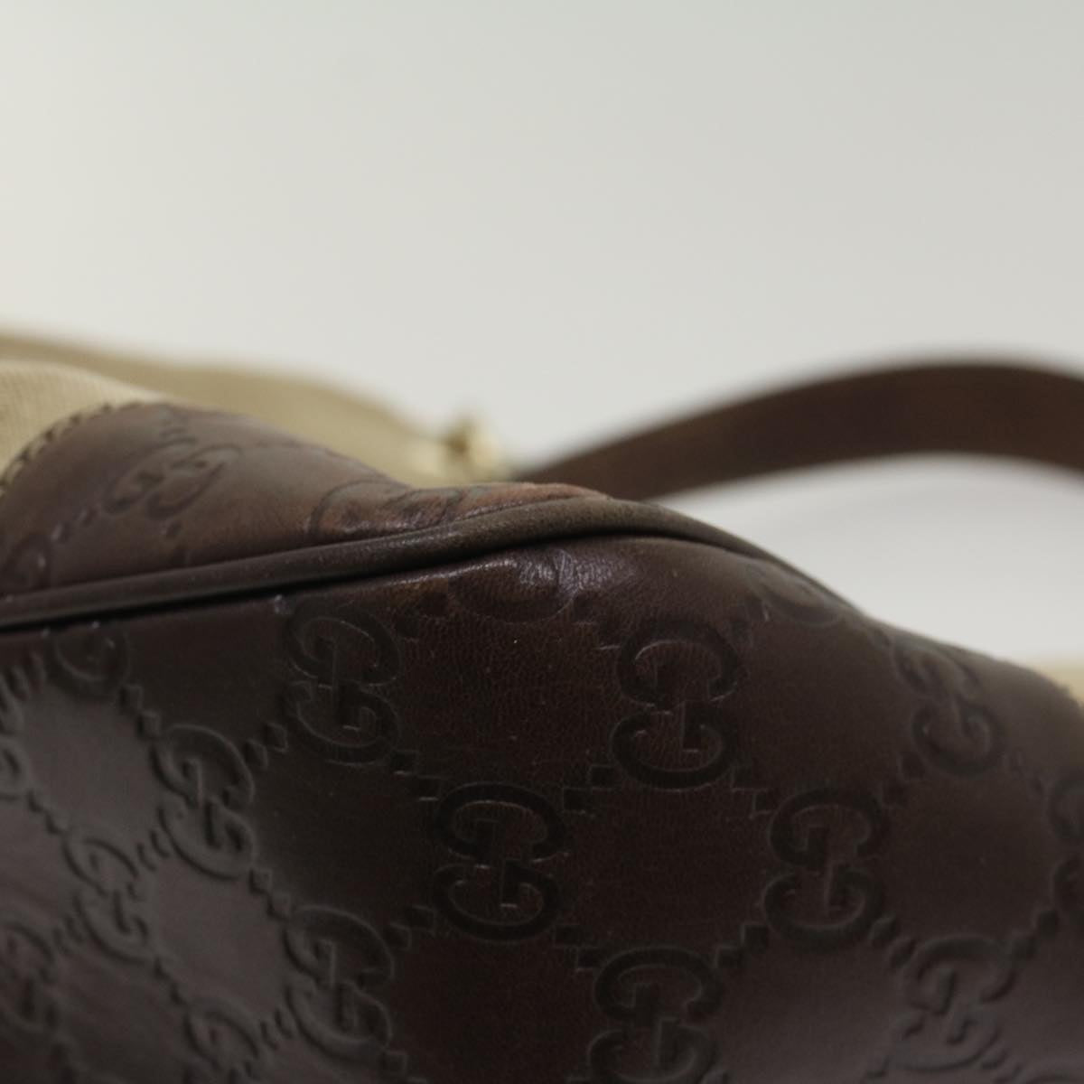 GUCCI GG Canvas Shoulder Bag Beige Brown 50405