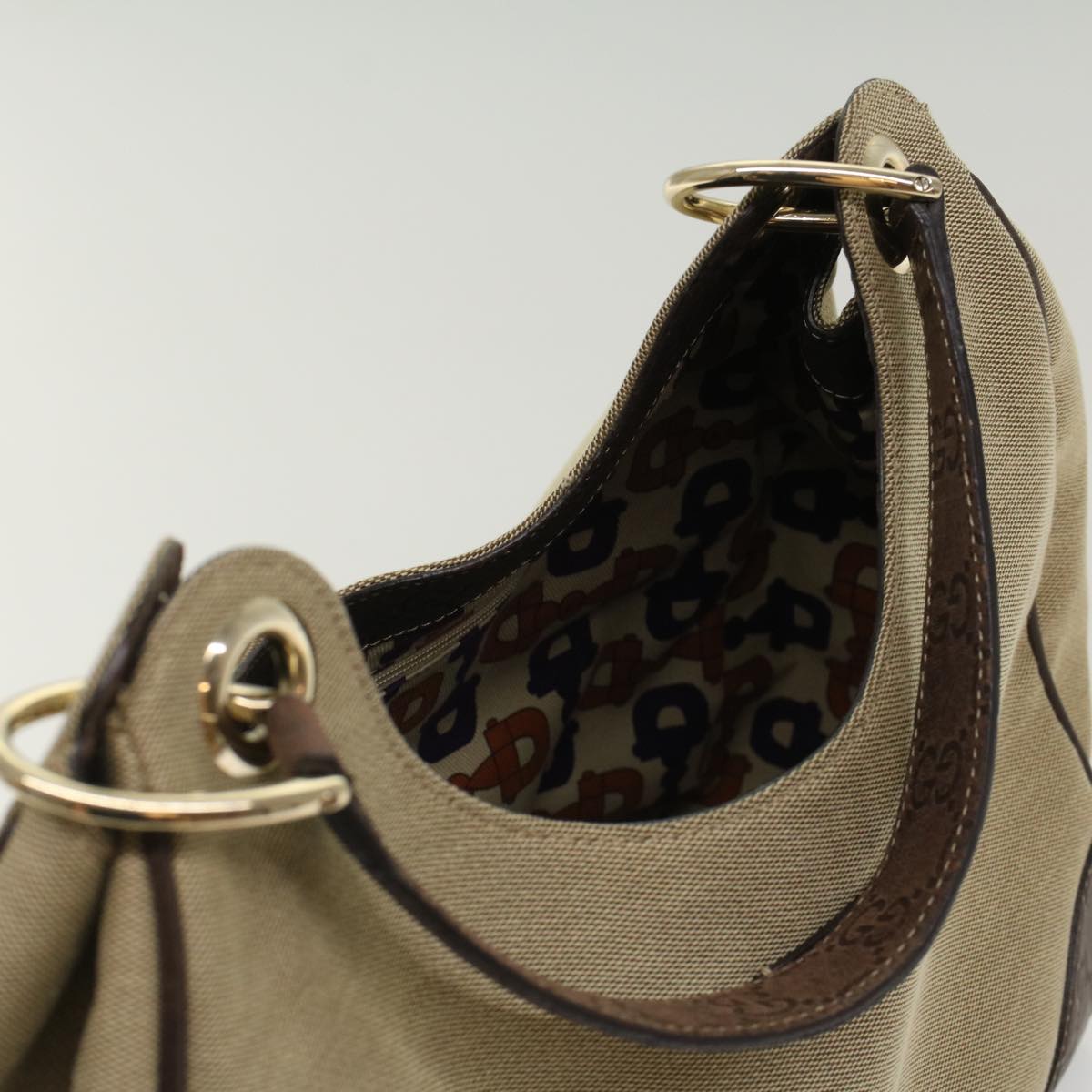 GUCCI GG Canvas Shoulder Bag Beige Brown 50405
