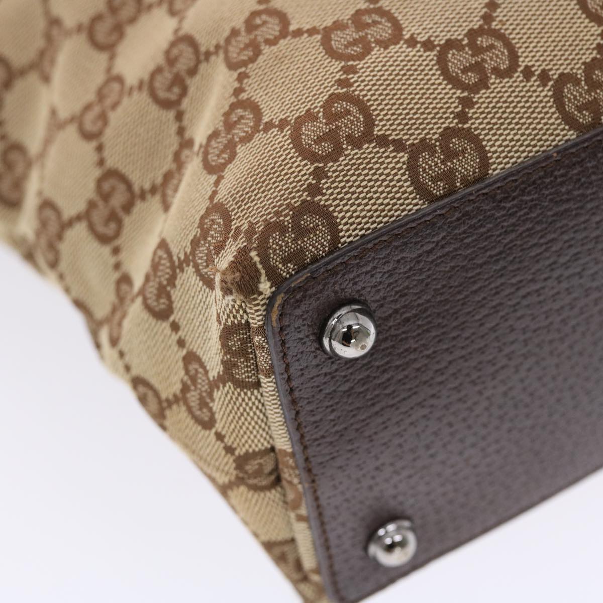 GUCCI GG Canvas Hand Bag Beige Brown 50409