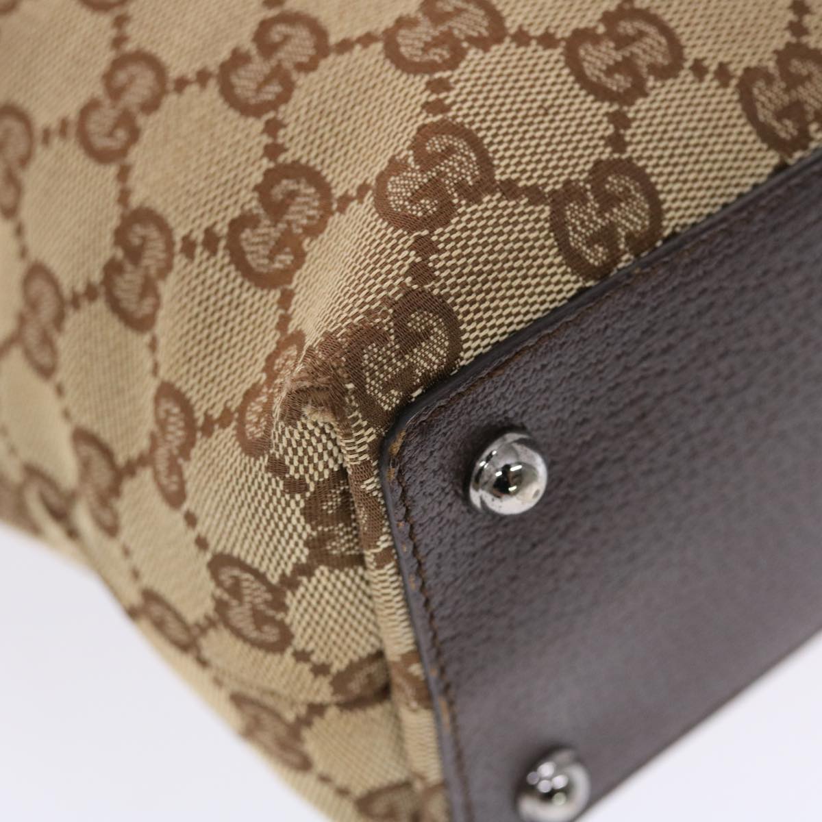 GUCCI GG Canvas Hand Bag Beige Brown 50409