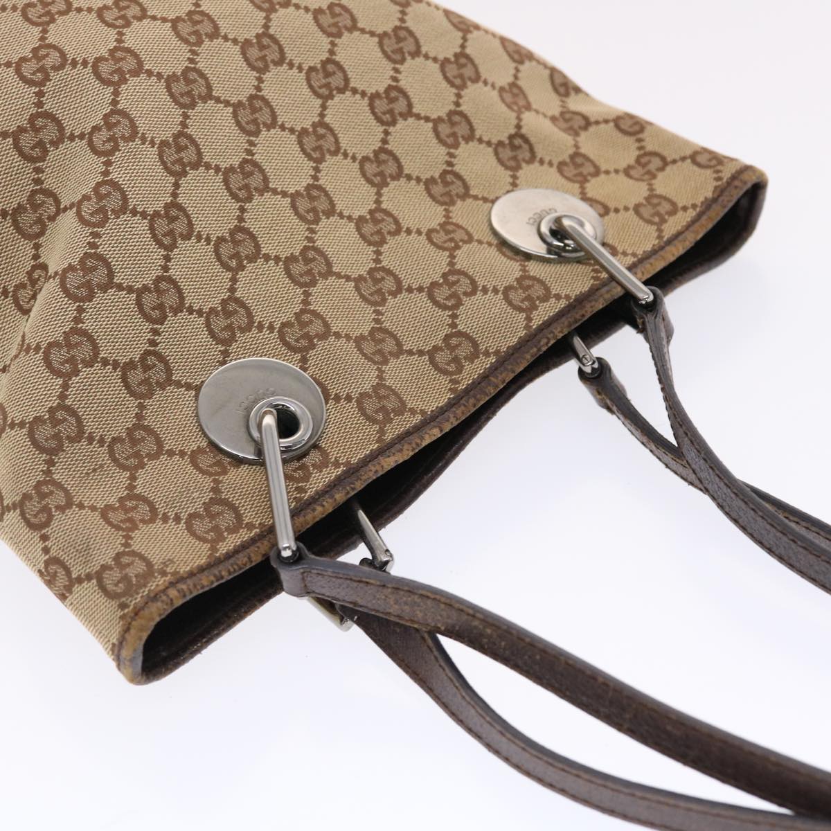 GUCCI GG Canvas Hand Bag Beige Brown 50409