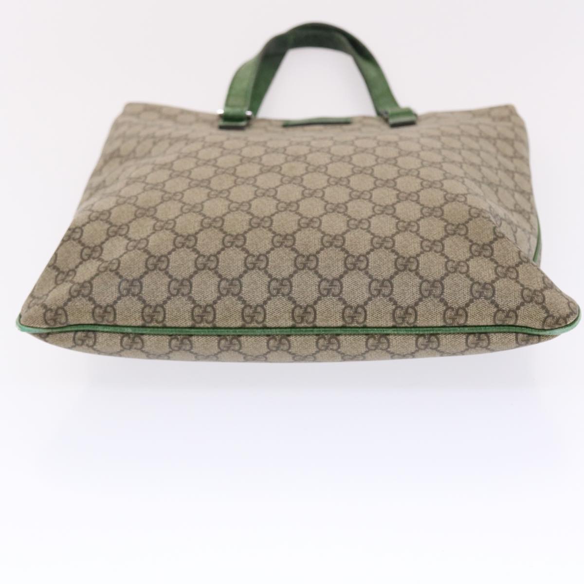GUCCI GG Canvas Tote Bag PVC Leather Beige Green 50413