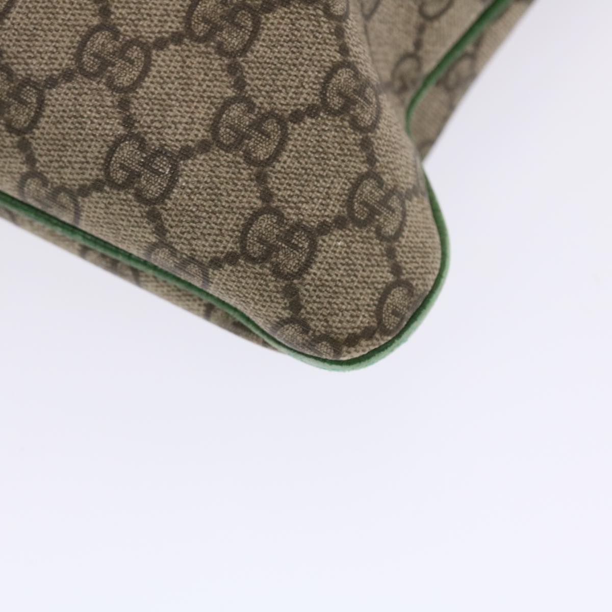 GUCCI GG Canvas Tote Bag PVC Leather Beige Green 50413