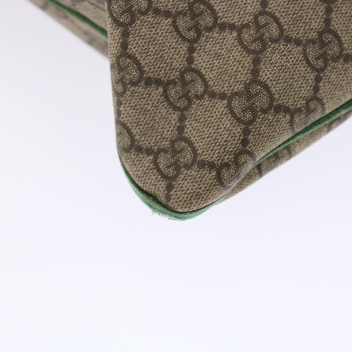 GUCCI GG Canvas Tote Bag PVC Leather Beige Green 50413