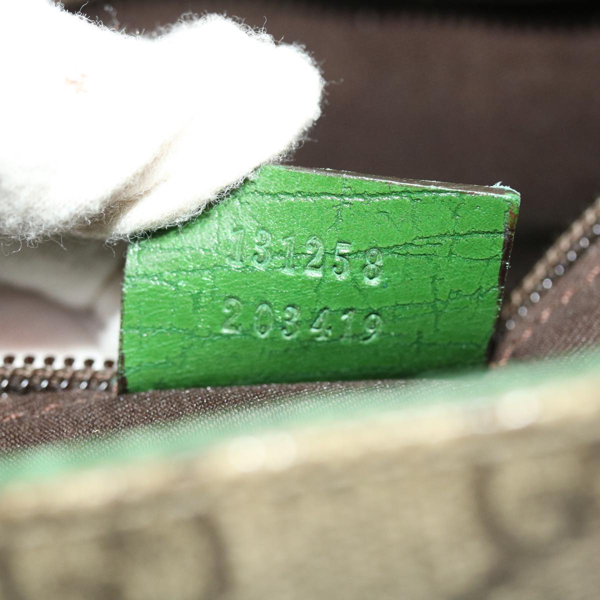 GUCCI GG Canvas Tote Bag PVC Leather Beige Green 50413