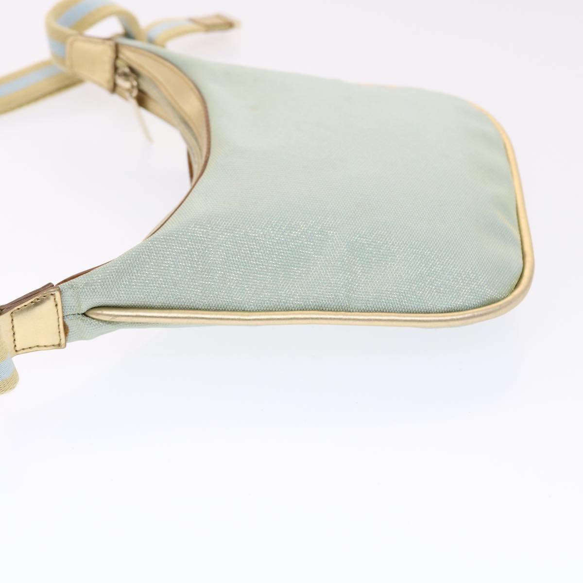 GUCCI Sherry Line Shoulder Bag Light Blue Gold 50417