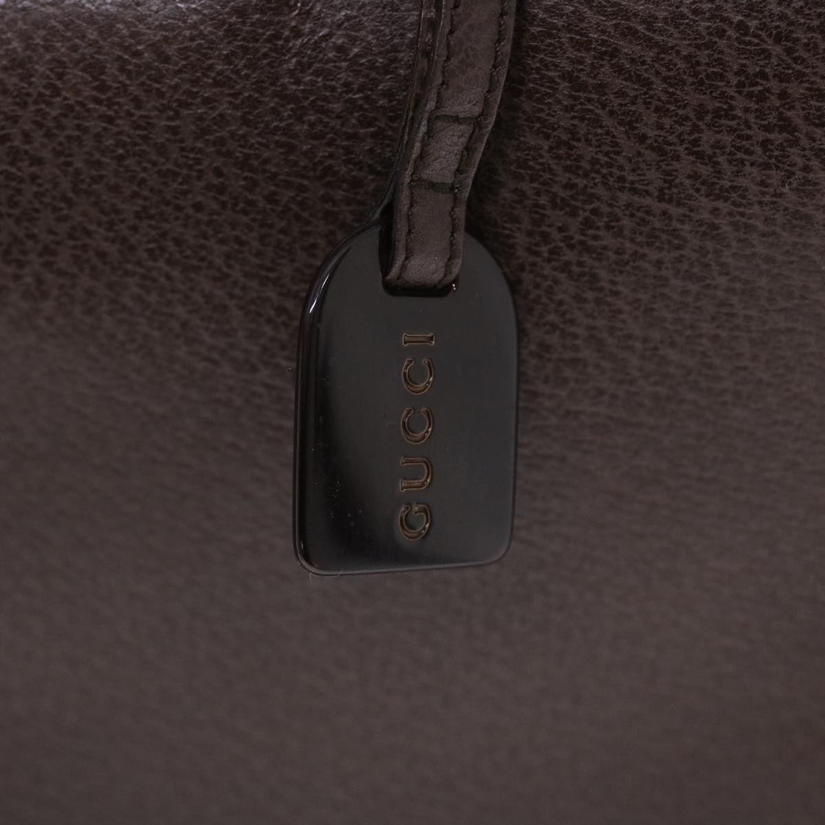 GUCCI Hand Bag Leather Brown Black 50419