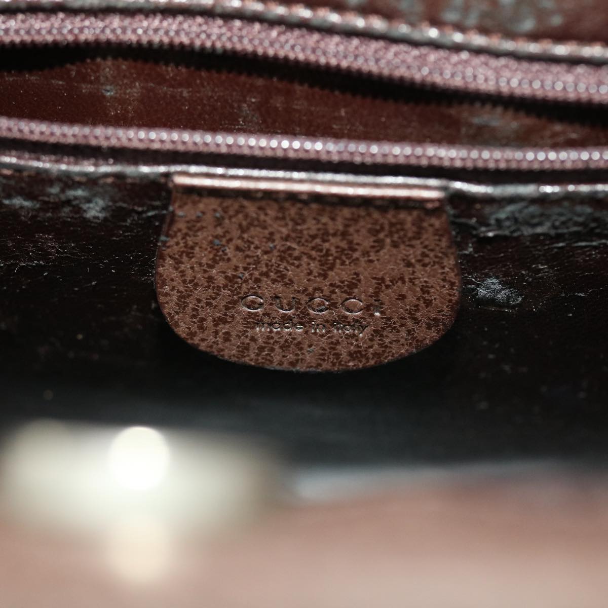 GUCCI Hand Bag Leather Brown Black 50419