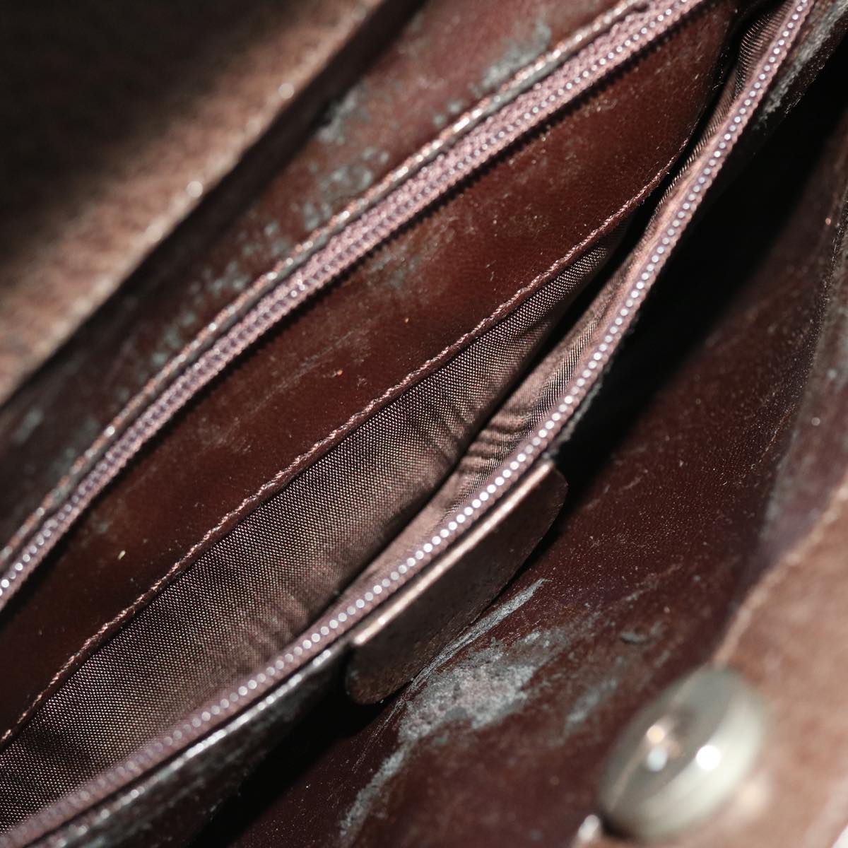 GUCCI Hand Bag Leather Brown Black 50419