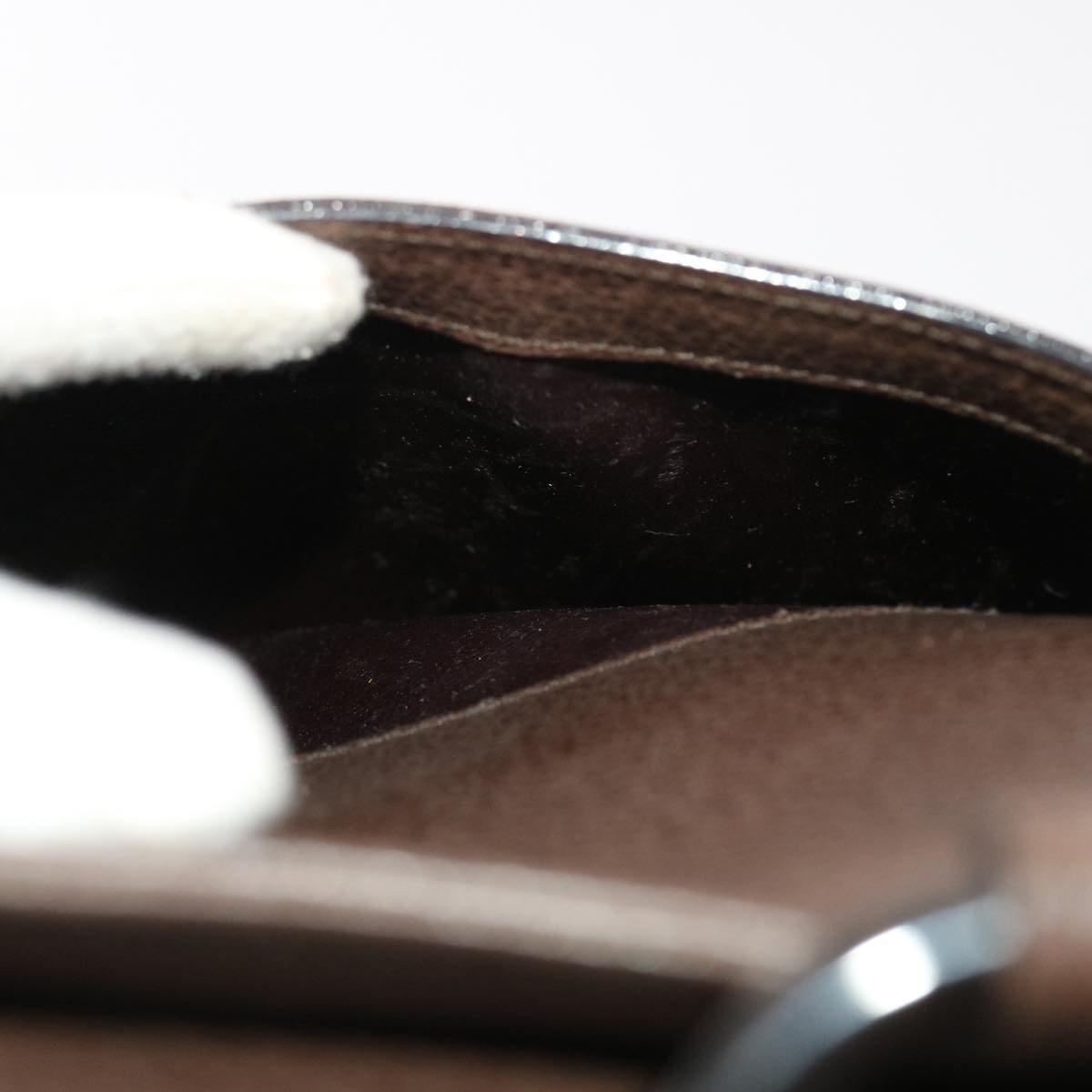 GUCCI Hand Bag Leather Brown Black 50419