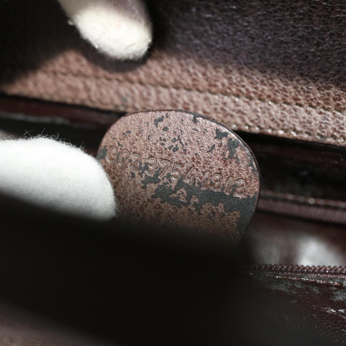 GUCCI Hand Bag Leather Brown Black 50419