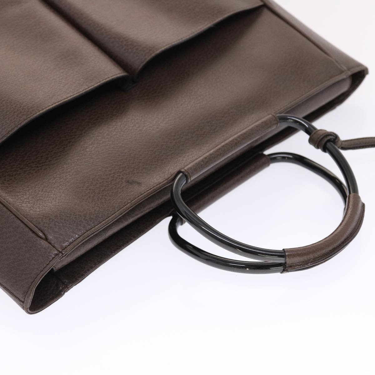 GUCCI Hand Bag Leather Brown Black 50419