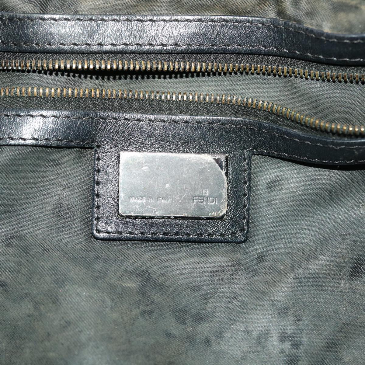 FENDI Zucchino Canvas Mamma Baguette Shoulder Bag Nylon Black 50423