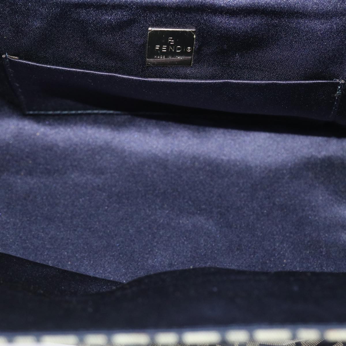 FENDI Zucchino Canvas Mamma Baguette Shoulder Bag Nylon Navy 50426
