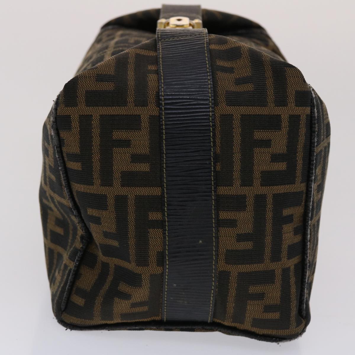 FENDI Zucca Canvas Vanity pouch Hand Bag Nylon Brown Black 50427