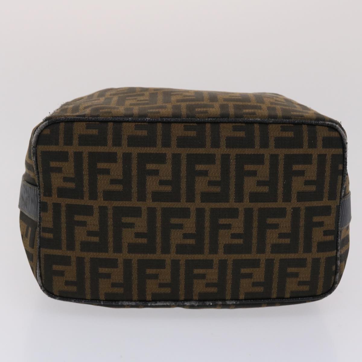 FENDI Zucca Canvas Vanity pouch Hand Bag Nylon Brown Black 50427