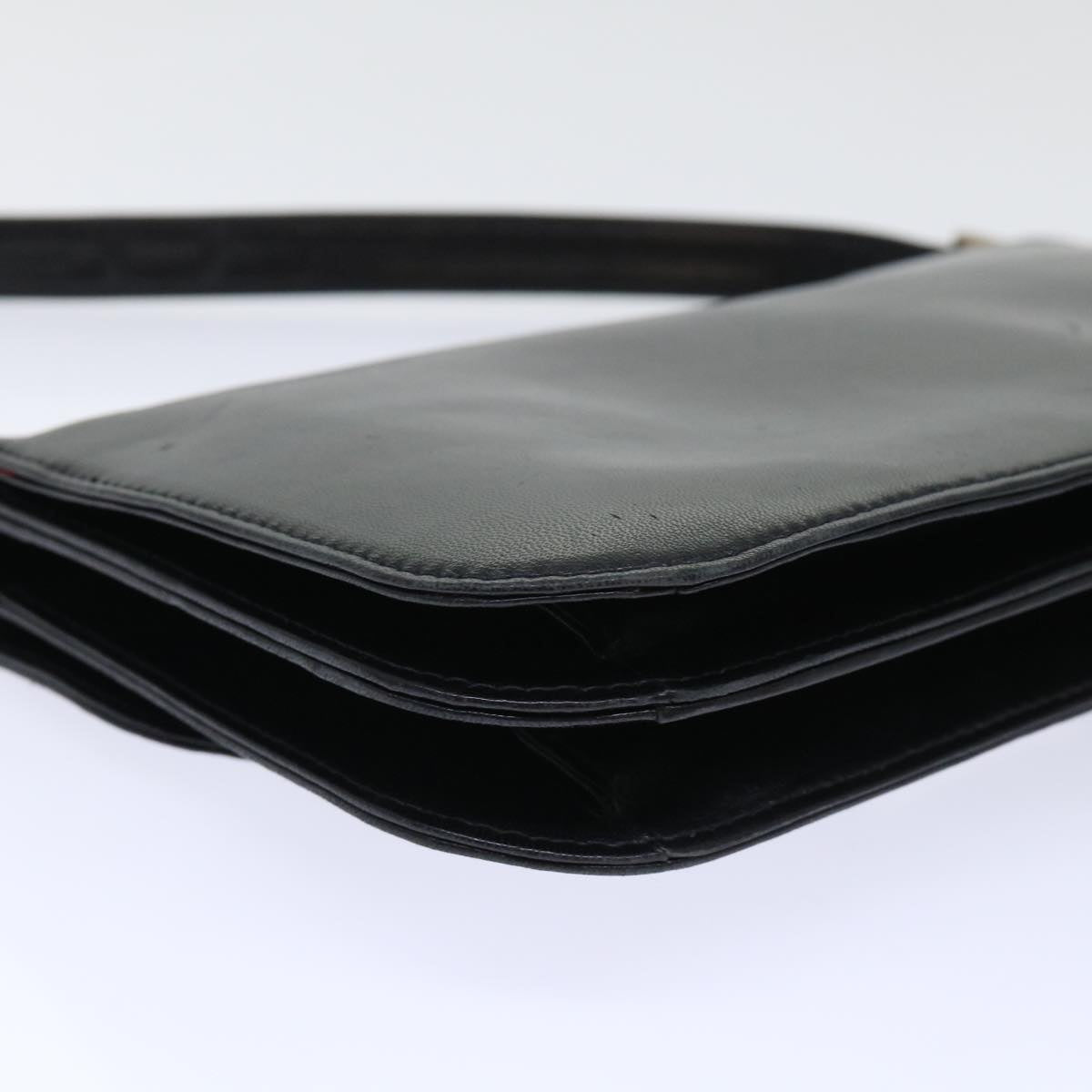FENDI Mamma Baguette Shoulder Bag Leather Black 50486