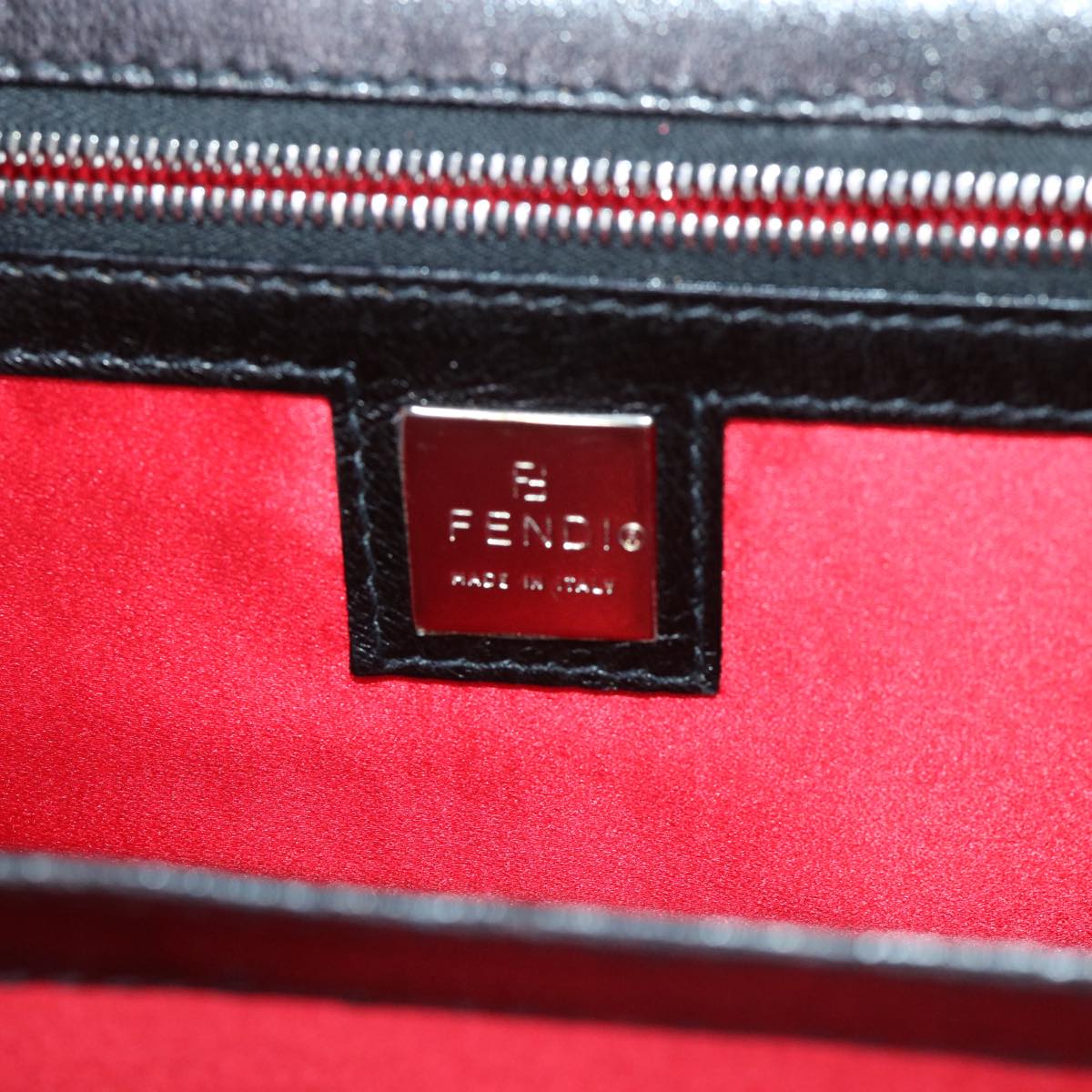 FENDI Mamma Baguette Shoulder Bag Leather Black 50486