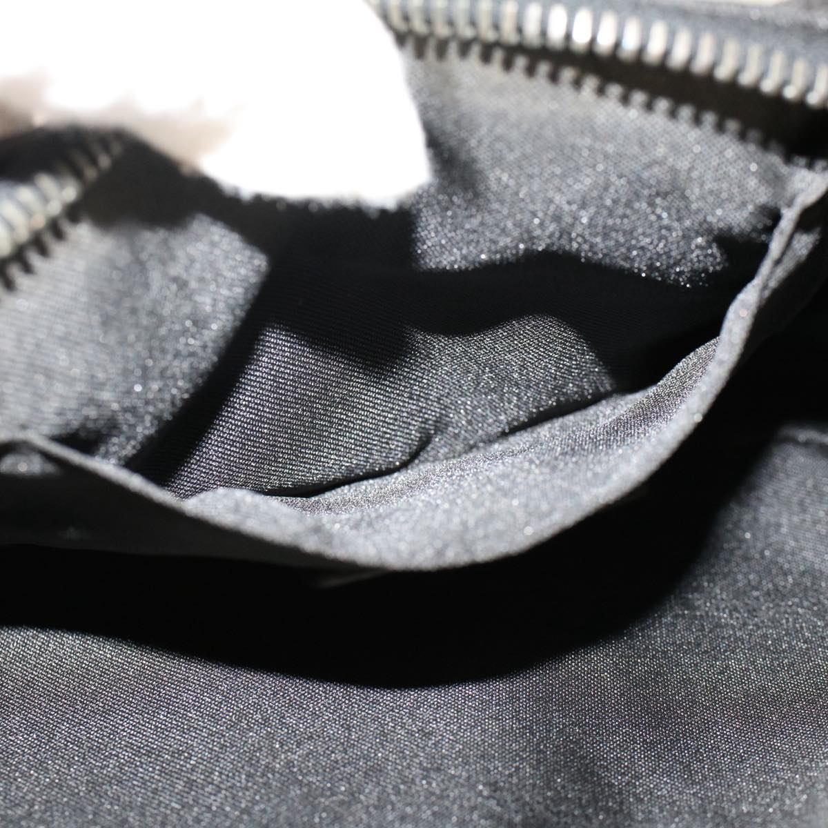 FENDI Zucchino Canvas Shoulder Bag Black 50499