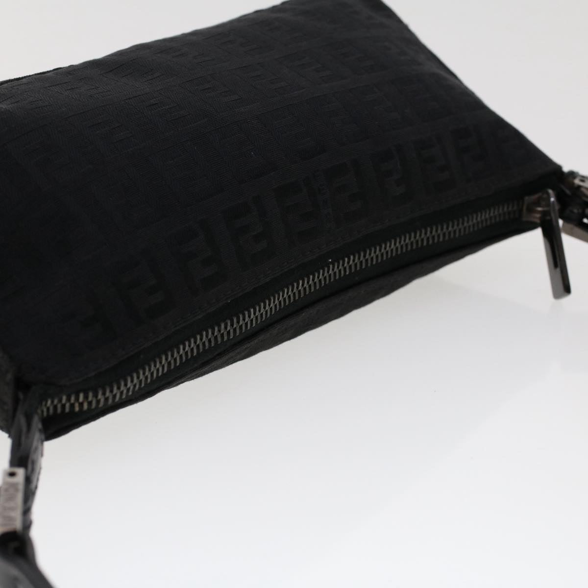 FENDI Zucchino Canvas Shoulder Bag Black 50499