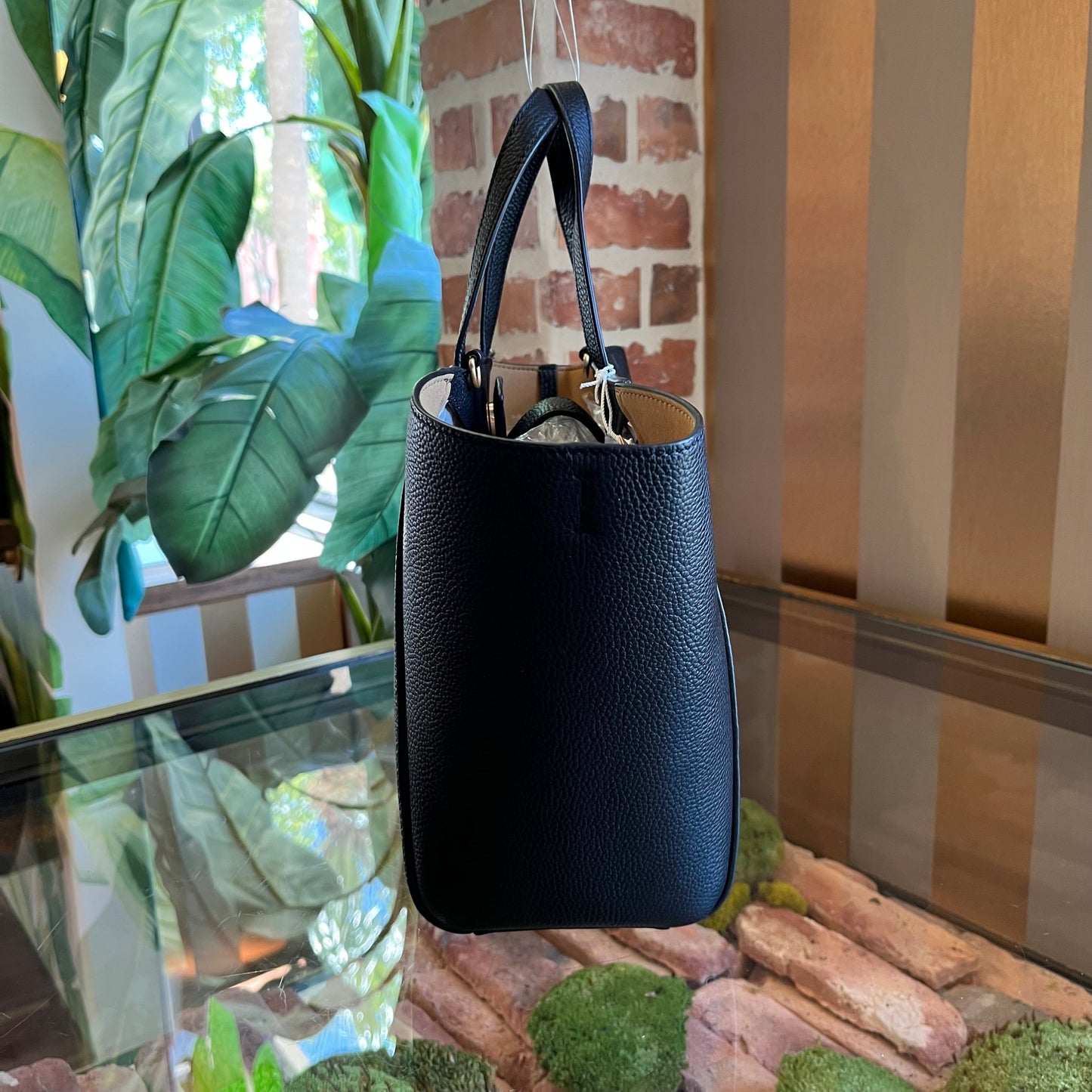 TORY BURCH McGraw Caryall Black Leather Tote