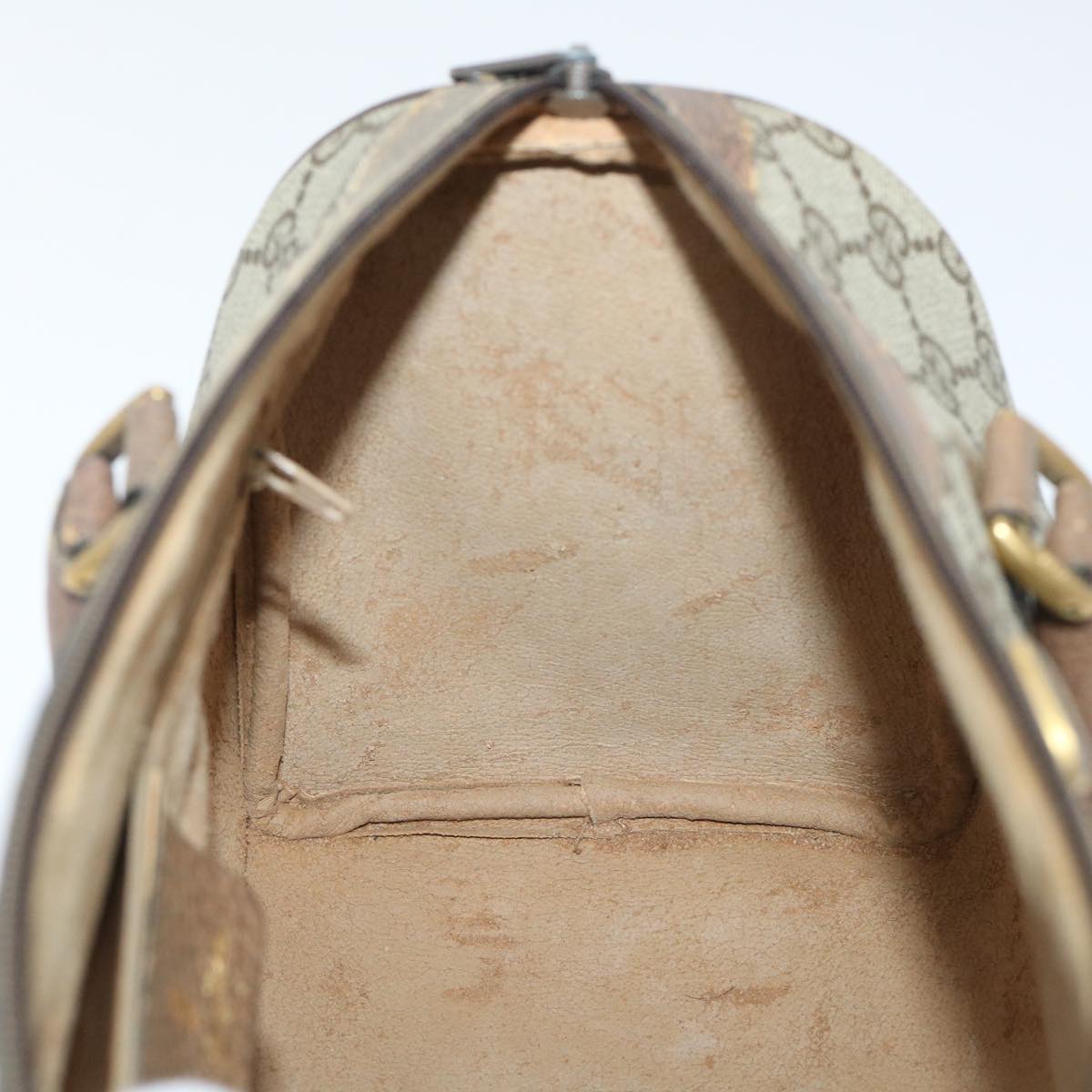 GUCCI GG Canvas Web Sherry Line Boston Bag PVC Leather Beige Red 50516