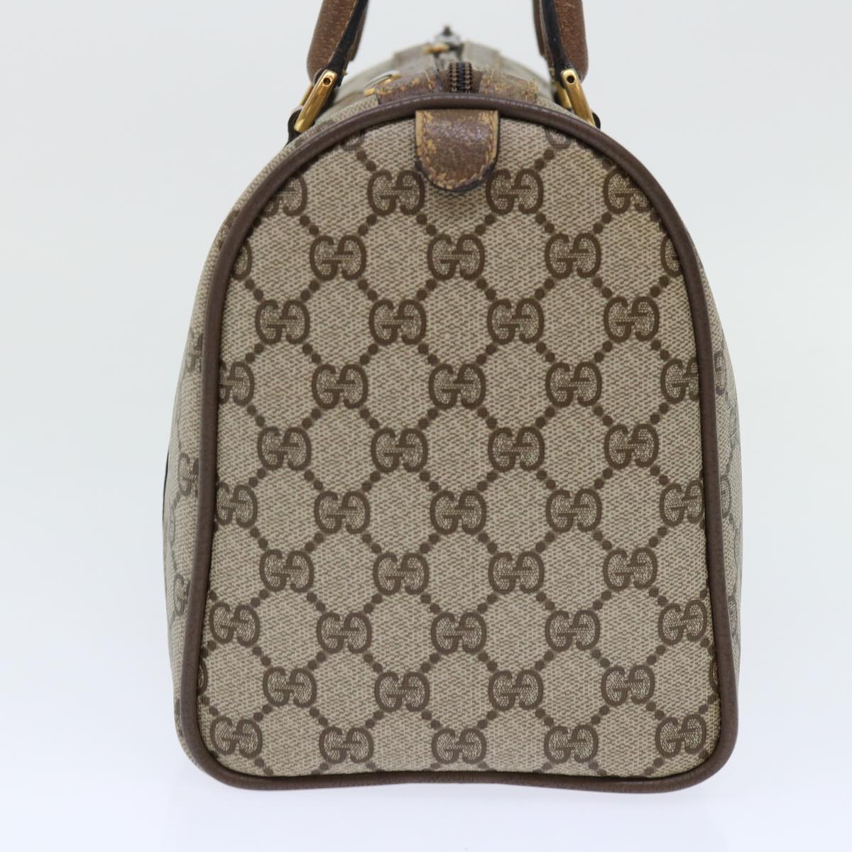 GUCCI GG Canvas Web Sherry Line Boston Bag PVC Leather Beige Red 50516