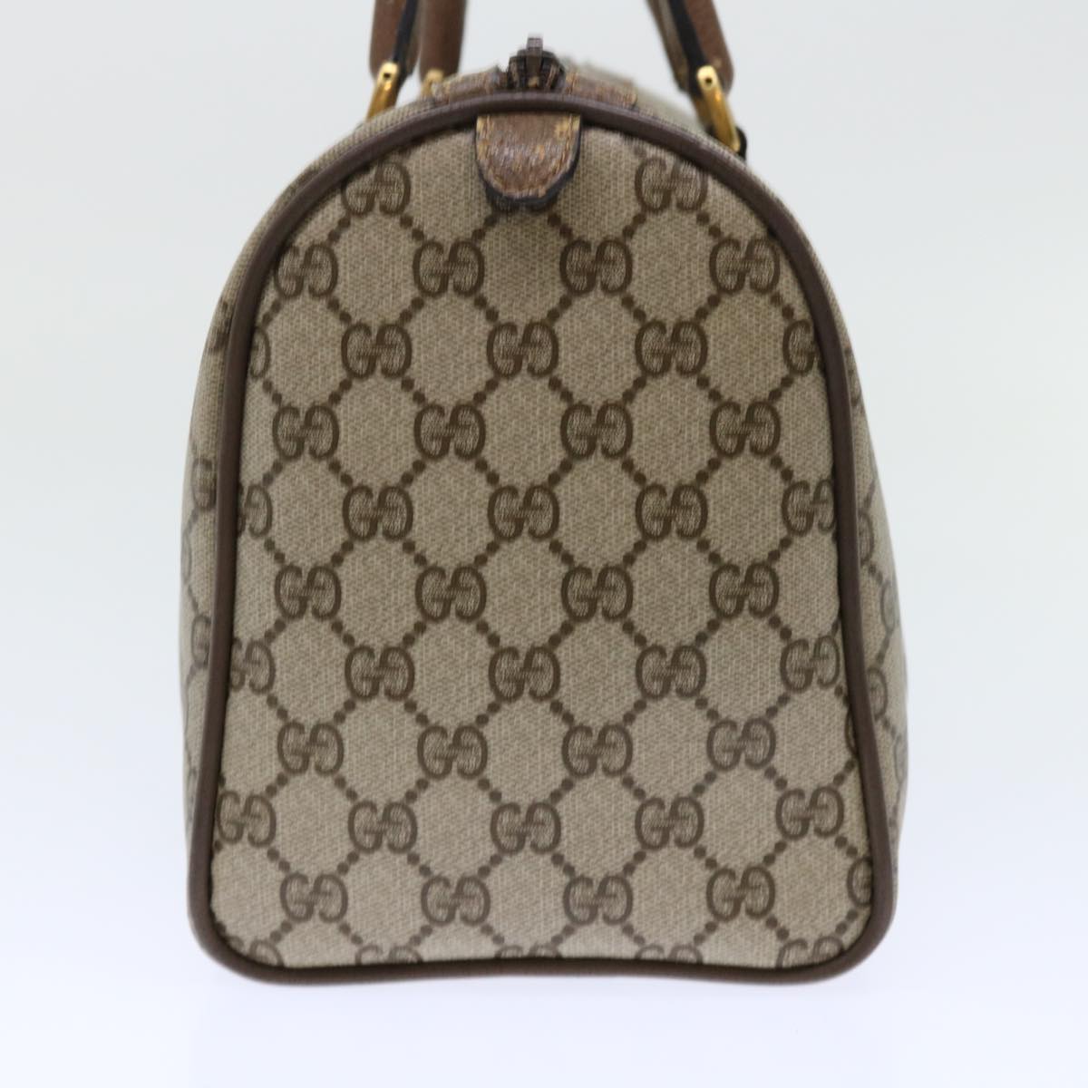 GUCCI GG Canvas Web Sherry Line Boston Bag PVC Leather Beige Red 50516
