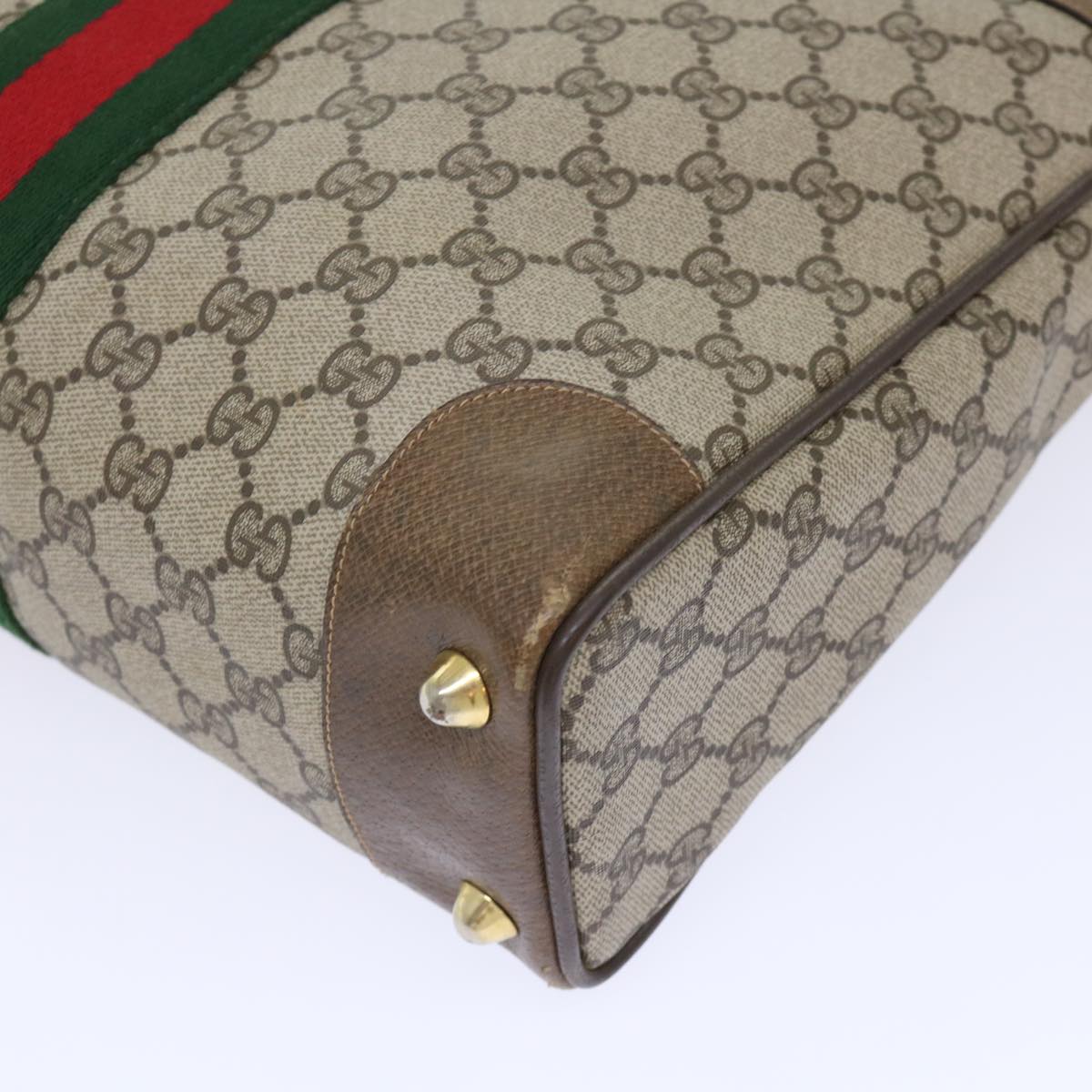 GUCCI GG Canvas Web Sherry Line Hand Bag PVC Leather 2way Beige Red 50529