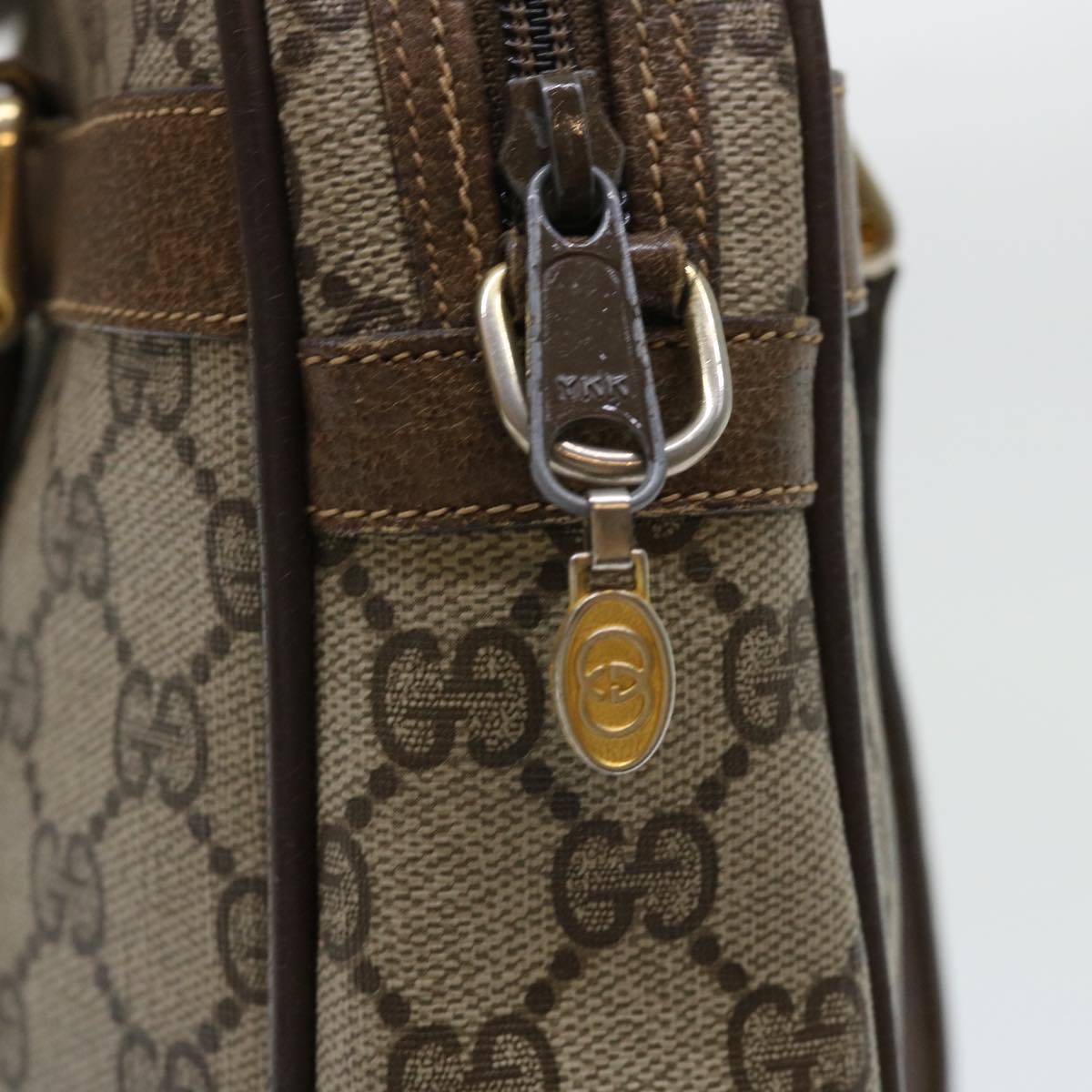 GUCCI GG Canvas Web Sherry Line Hand Bag PVC Leather 2way Beige Red 50529