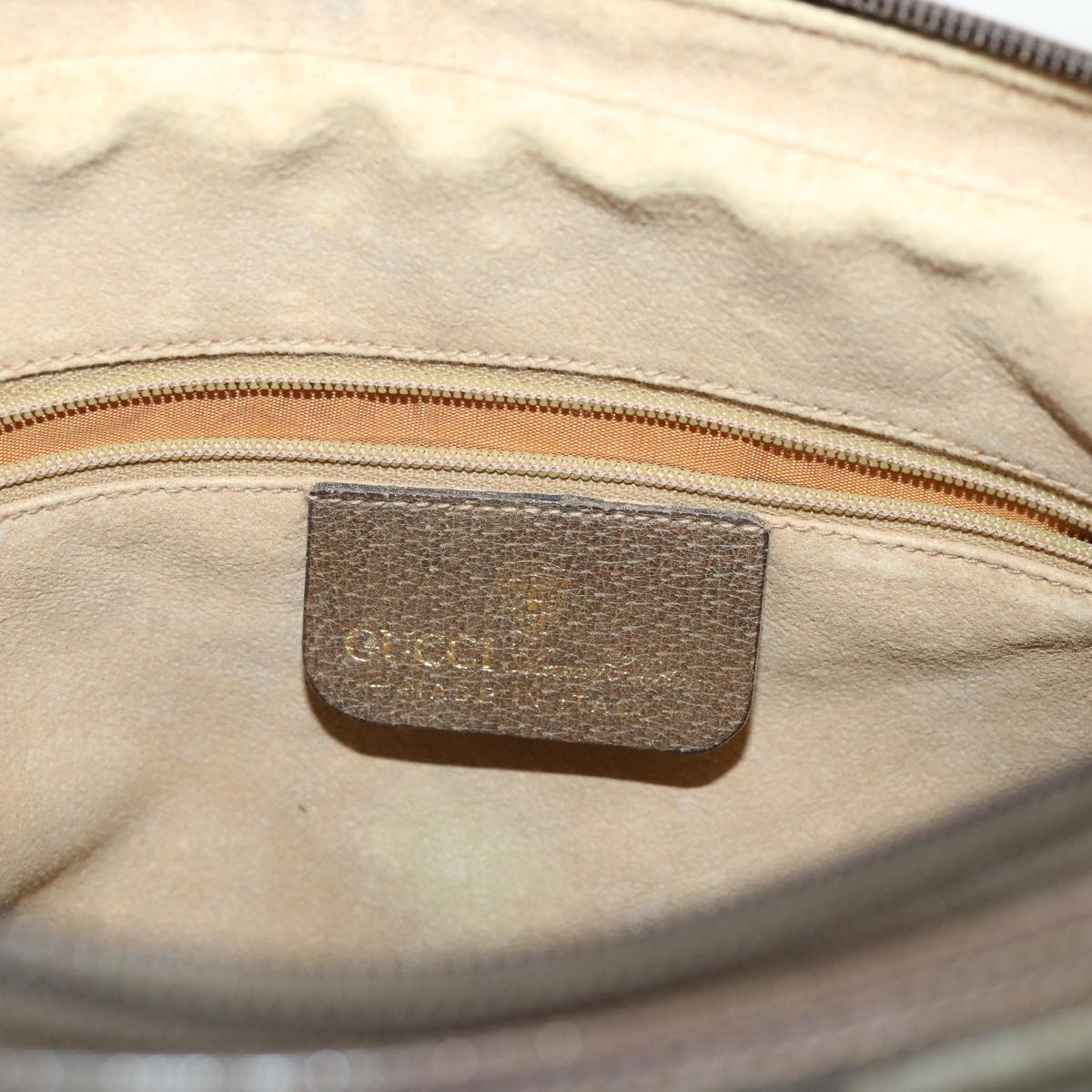 GUCCI GG Canvas Web Sherry Line Hand Bag PVC Leather 2way Beige Red 50529