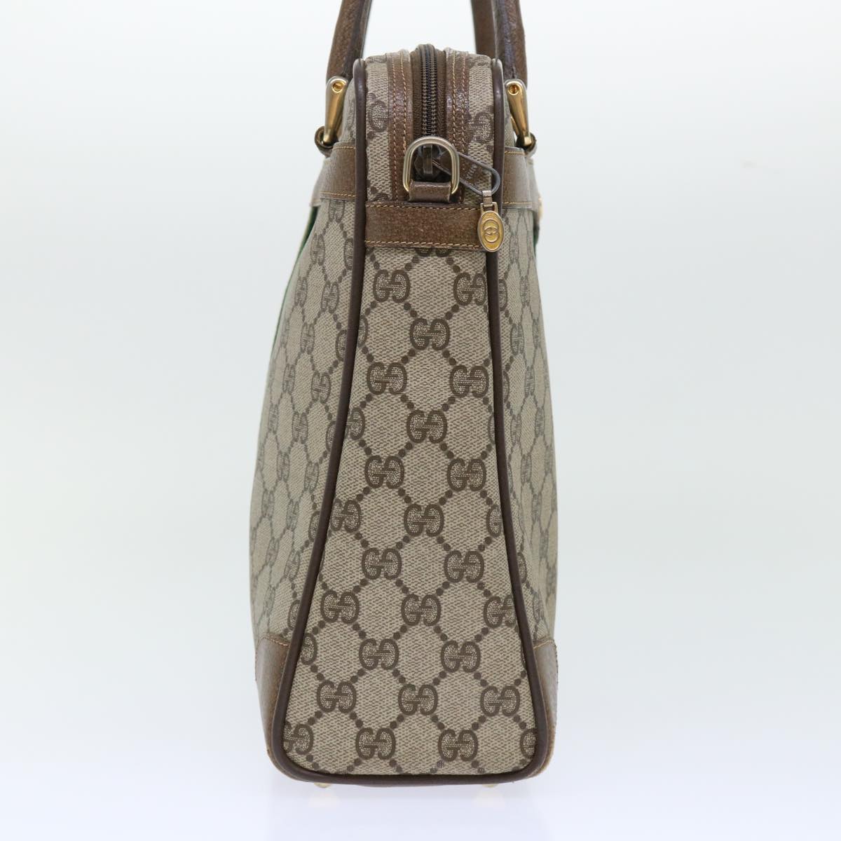GUCCI GG Canvas Web Sherry Line Hand Bag PVC Leather 2way Beige Red 50529
