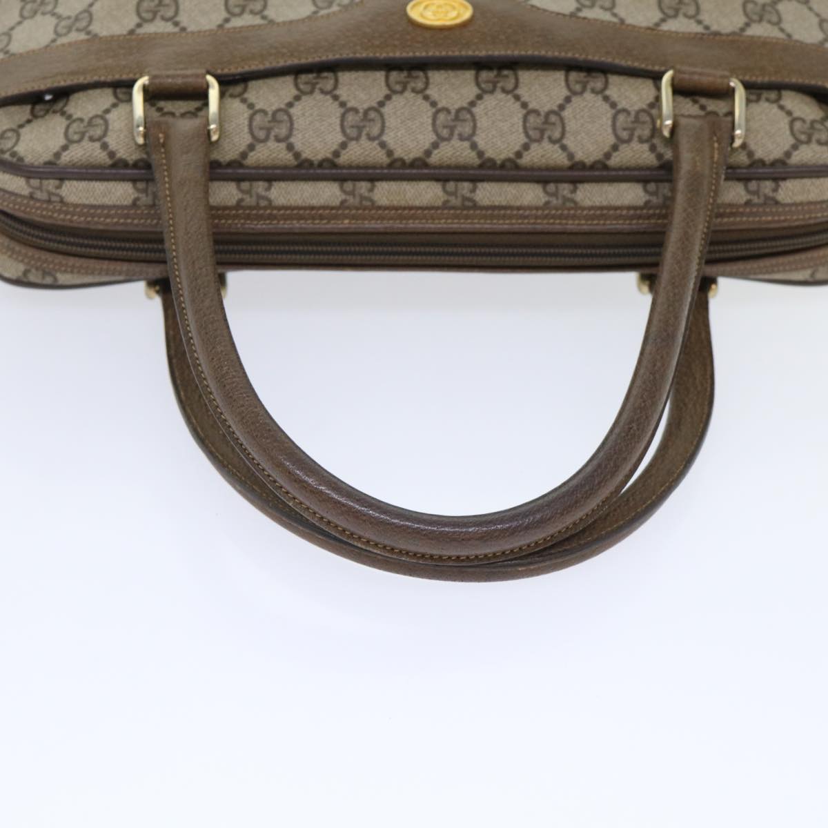 GUCCI GG Canvas Web Sherry Line Hand Bag PVC Leather 2way Beige Red 50529