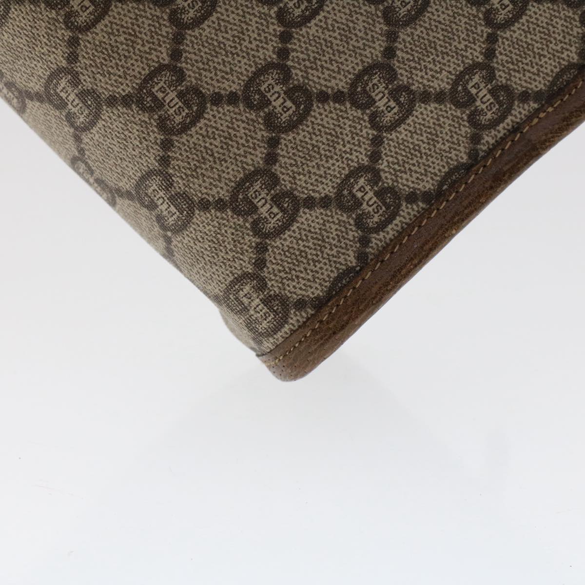 GUCCI PLUS GG Canvas Clutch Bag PVC Leather Beige 50530