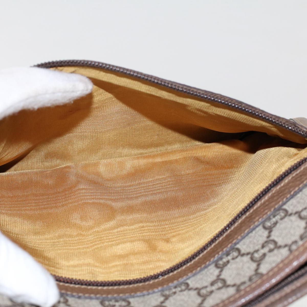 GUCCI PLUS GG Canvas Clutch Bag PVC Leather Beige 50530