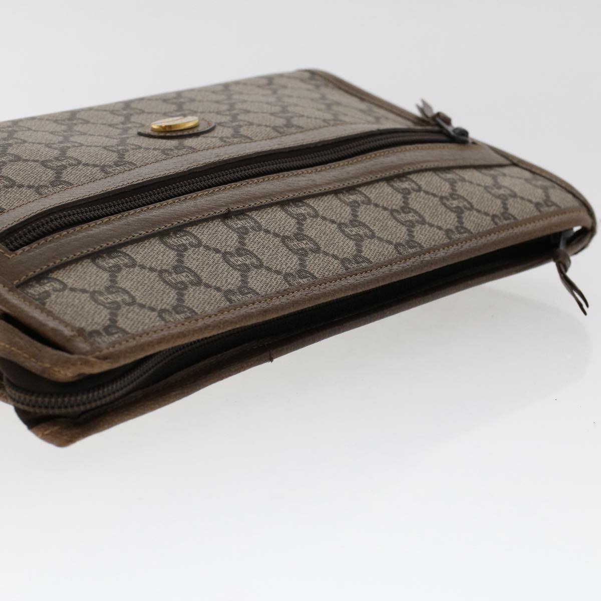 GUCCI PLUS GG Canvas Clutch Bag PVC Leather Beige 50530