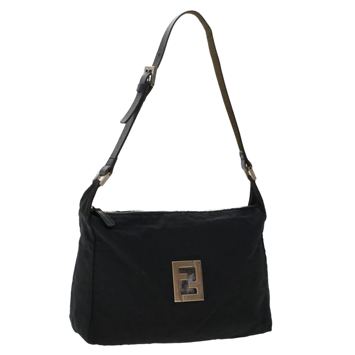 FENDI Zucca Canvas Shoulder Bag Nylon Black 50534